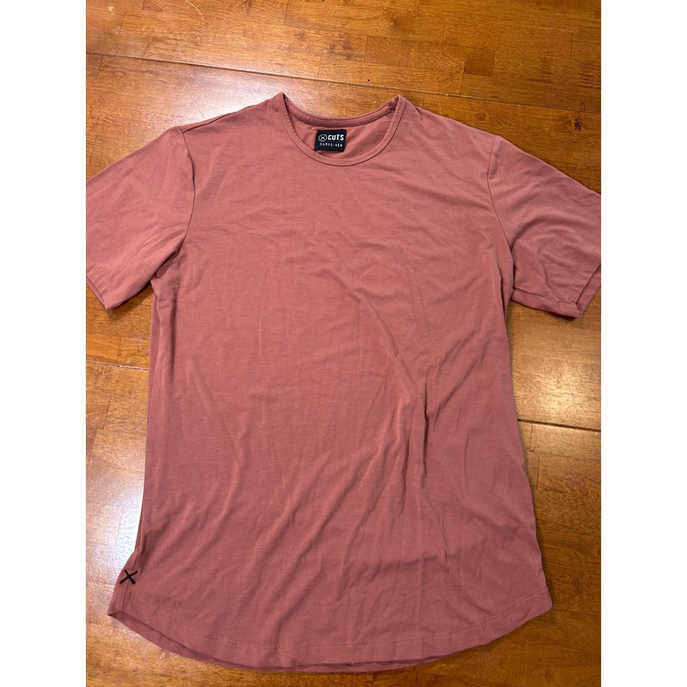 Cuts Curve-Hem T-Shirt Mens XL Mauve Pink Short Sleeve Crew Neck Tee